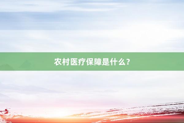 农村医疗保障是什么？